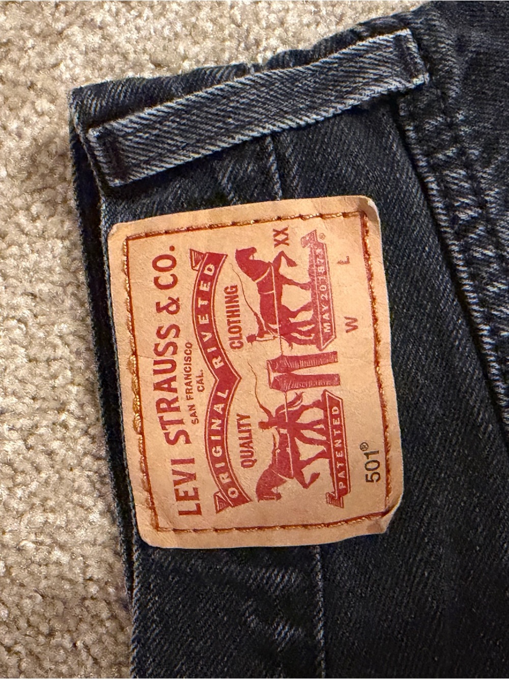 Levi's Black 501 Black Denim Shorts - Picture 3 of 5